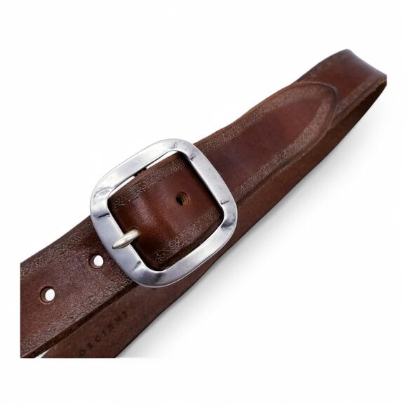 ORCIANI Leather Belt Made in Italy #6911 Brown Gold Embellished Edge EU 90 US 34 - Picture 3 of 11